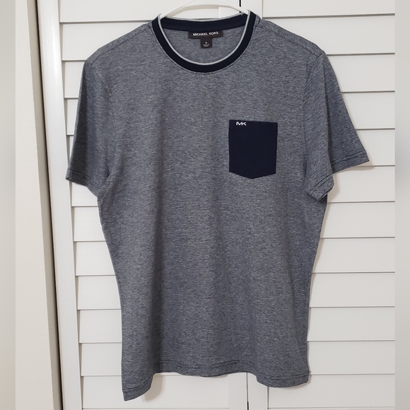 Michael Kors Men's T Shirt Round Neck Short Sleeve Blue Size M - Picture 2 of 7